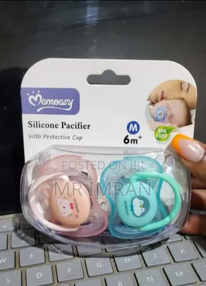 Momeasy Silicone Pacifiers With Protective Caps.