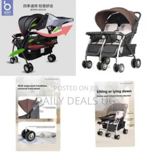 Twin Baby Stroller Can Sit and Lie Baby Carriage Four Wheel Highland