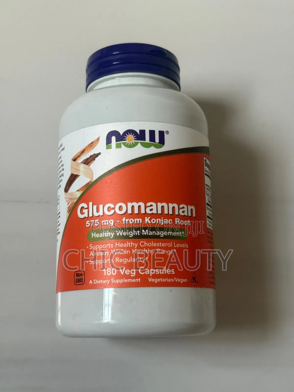 Now Glucomannan 575mg From Konjac Root 180 Veg Capsules