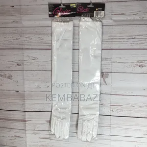 White Long Satin Bridal Gloves