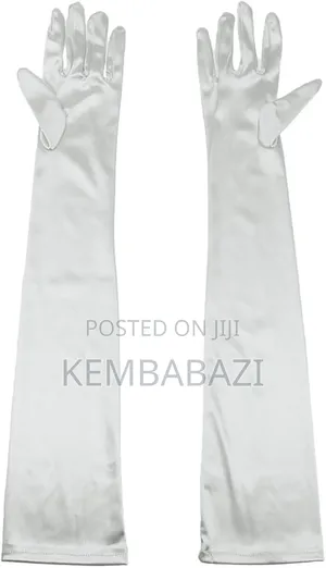 White Long Satin Bridal Gloves