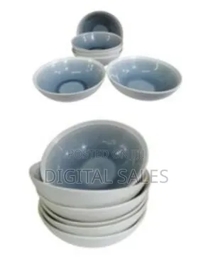 6 Piece Stoneware Large Soup Plates Grain Salad Bowls Kitchen