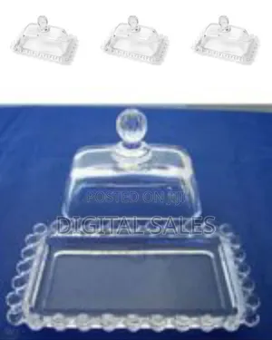 Glass Butter Dish With Handled Lid Classic Covered 2-Piece Design