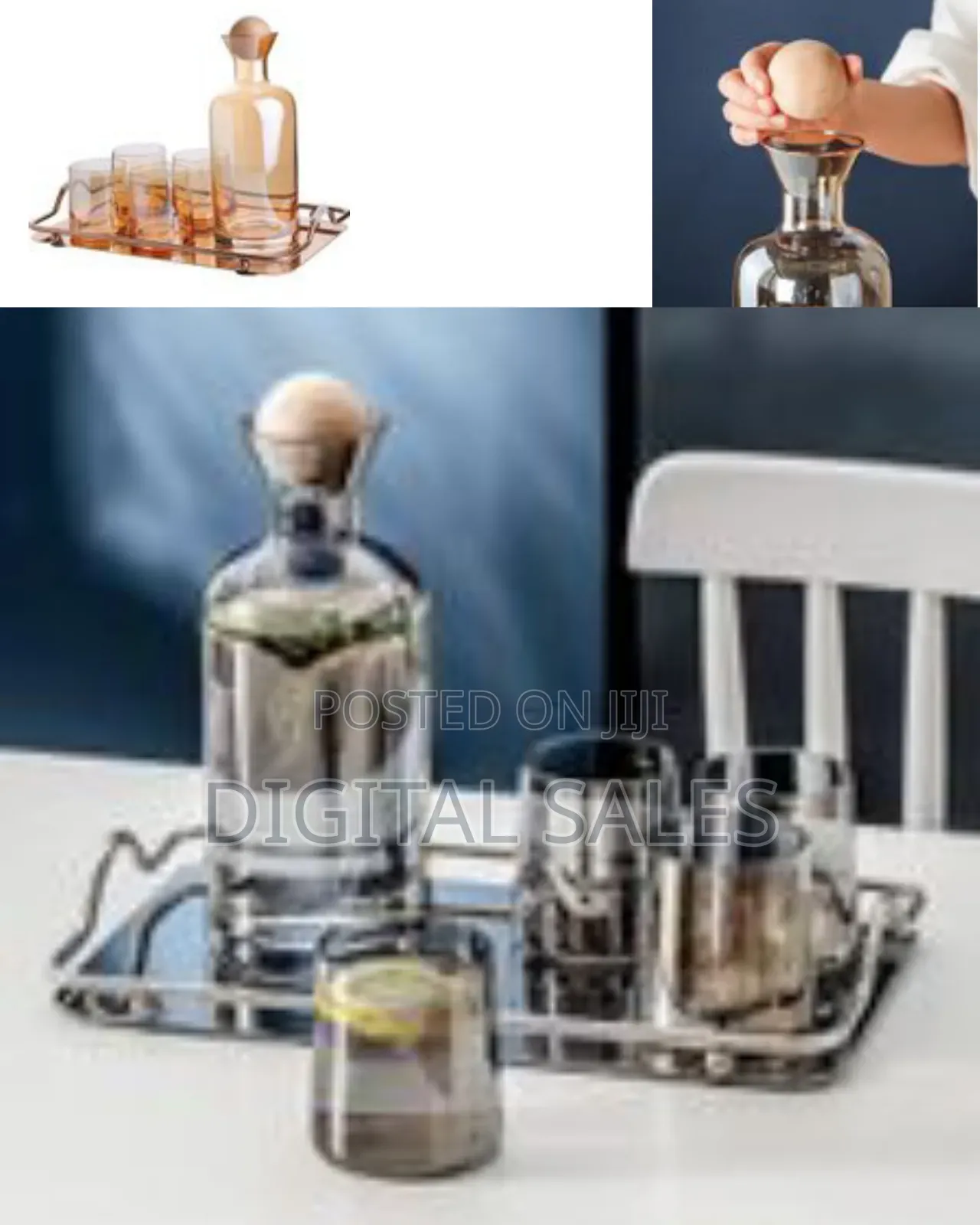 Glass Carafe Water Pitcher With Wood