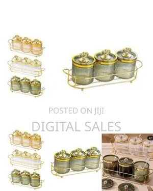 3 Piece Plastic Sugar Bowl Coffee Tea Canister Snack Storage