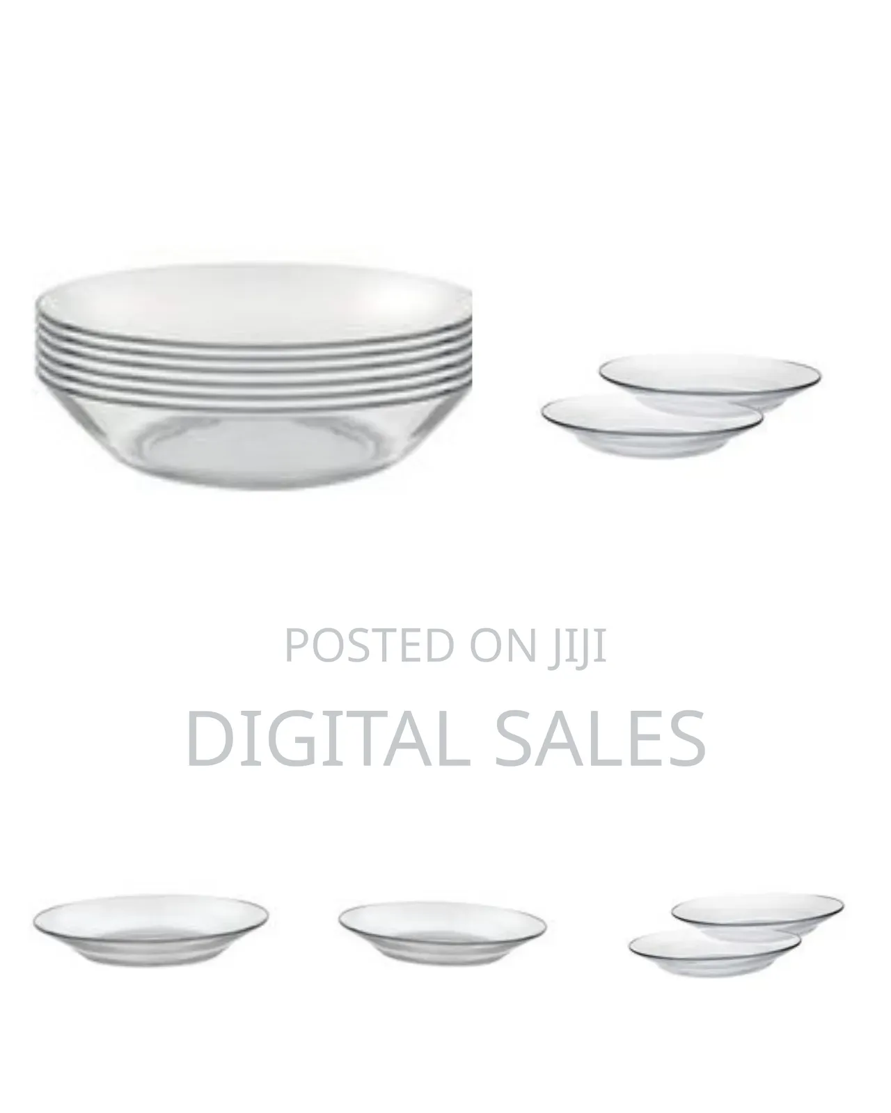 Clear Glass Round Soup Plates, 6pcs