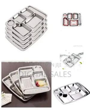 Stainless Steel Rectangle 6 In1 Component Dinner Plate Tray for Lunch