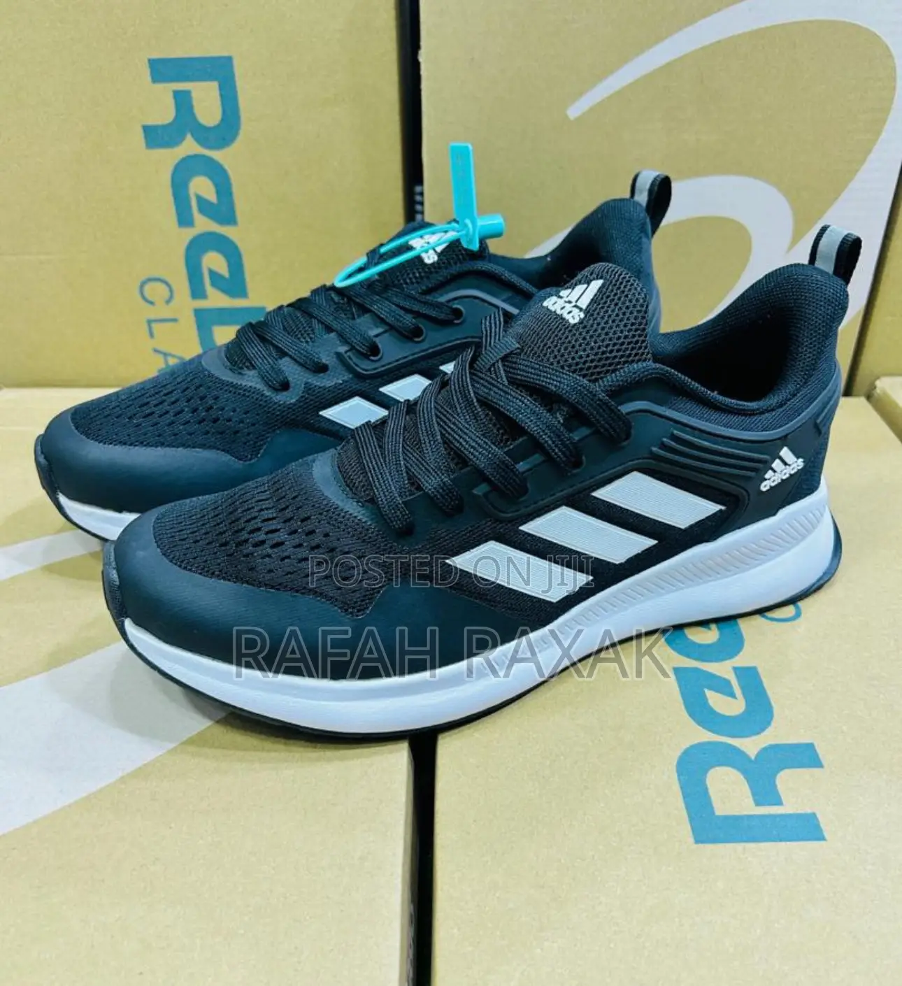 Men’S Black/White Adidas Bounce Running Sneakers