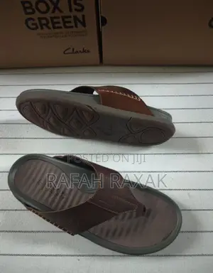 Original Dark Tan Clarks Flip Flop Leather Sandals