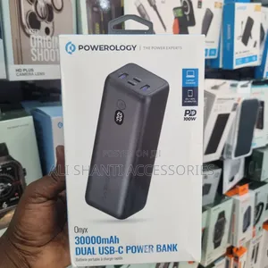Powerology Onxy 30000mah Dual Usb-C Power Bank 100w for Laptop
