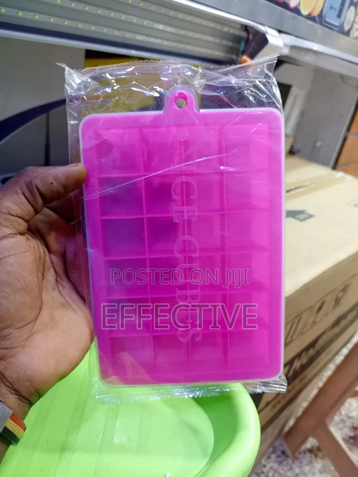 Pink Silicone Ice Cube Tray.