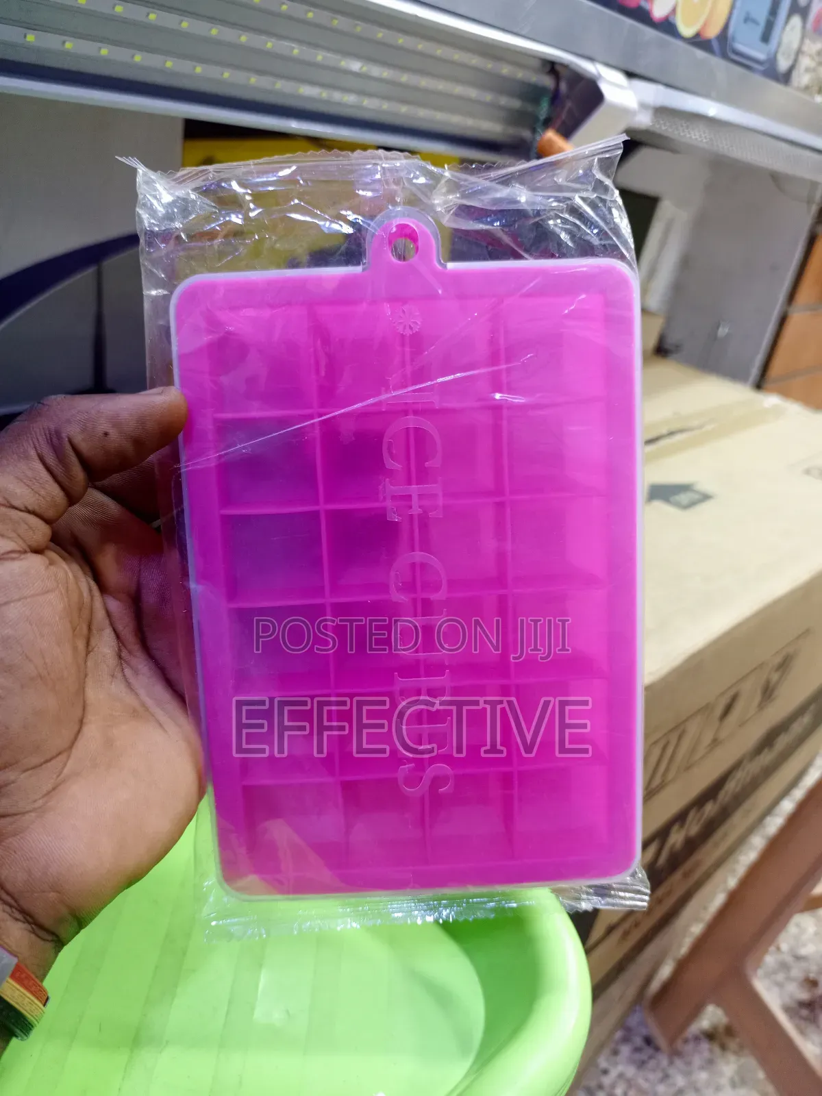 Pink Silicone Ice Cube Tray.