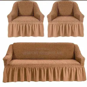 Elastic Sofa Covers Brown 5 Seaters