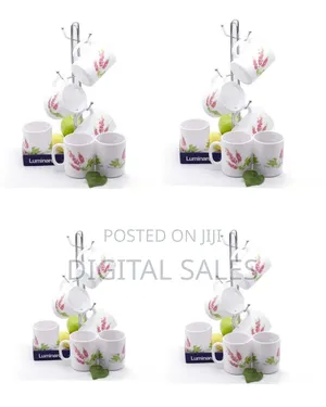 Luminarc 6 Pieces of Luminarc Pink Flower Tea Coffee Mug Cups