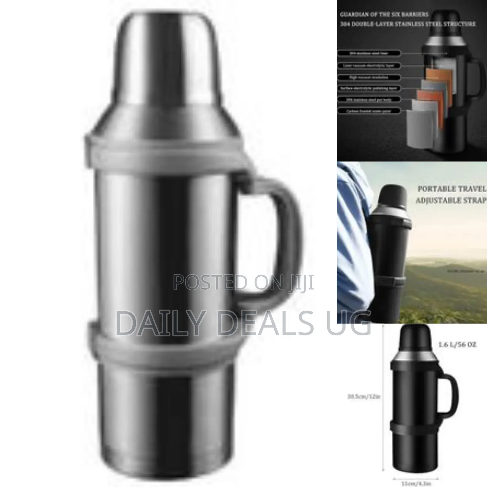 2000ml Large Capacity Stainless Steel Vacuum Flask With Cup