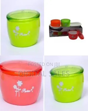3 Piece Plastic Sugar Bowl Dish Candy Pot - Multi-Colours