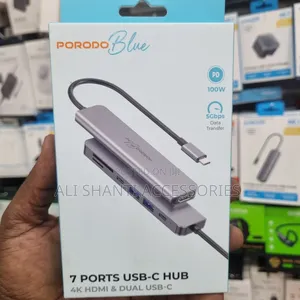7 Ports Usb-C Hub Porodo Blue Pd 100w