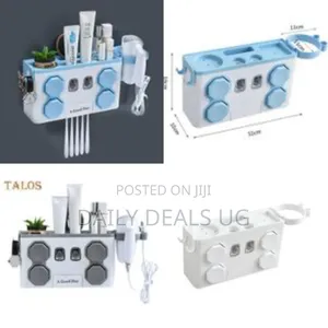 5 Toothbrush Holder Slots Automatic Dual Wall Mounted Toothpaste