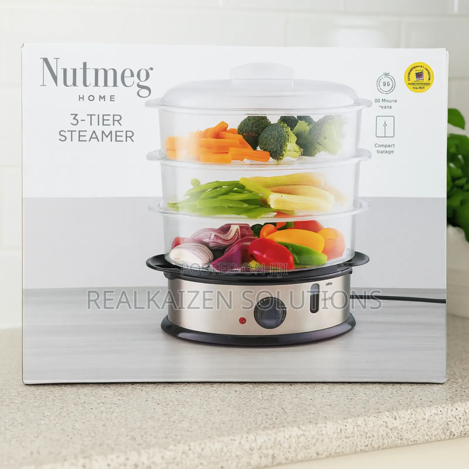 Uk Morrisons Nutmeg Home 3-tier Electric Stainless Steel Food Steamer
