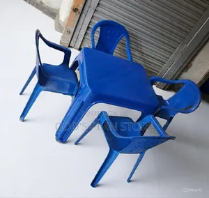 Patio Plastic Kids Table and Chairs Set Blue