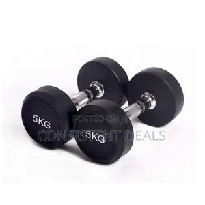 5kg Pair Durable Cast Iron Core Home Use Custom Logo Rubber Dumbbells