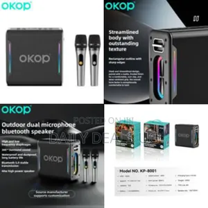 Okop Karaoke Radio Fm Bluetooth Speaker Portable With 2 Wireless