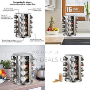 Spice Carousel Rack, Kitchen Rack With 16 Set of Spice Jars