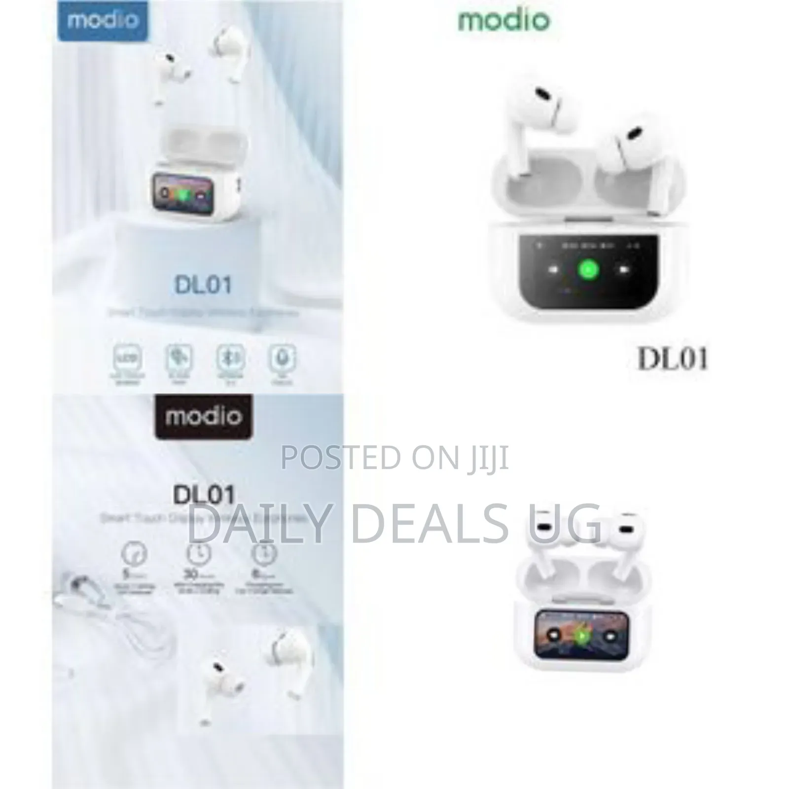 Modio Dl01 True Wireless Earphones With Smart Touch Display