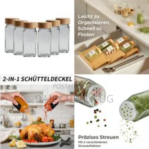 6 Pieces of Square Spice Jars Set With Bamboo Lids 12 X 120 Ml