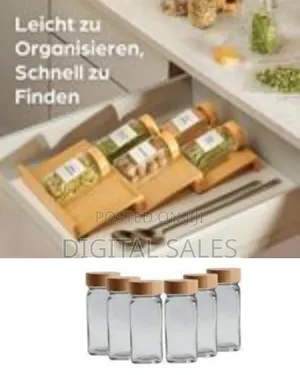 6 Pieces of Square Spice Jars Set With Bamboo Lids 12 X 120 Ml