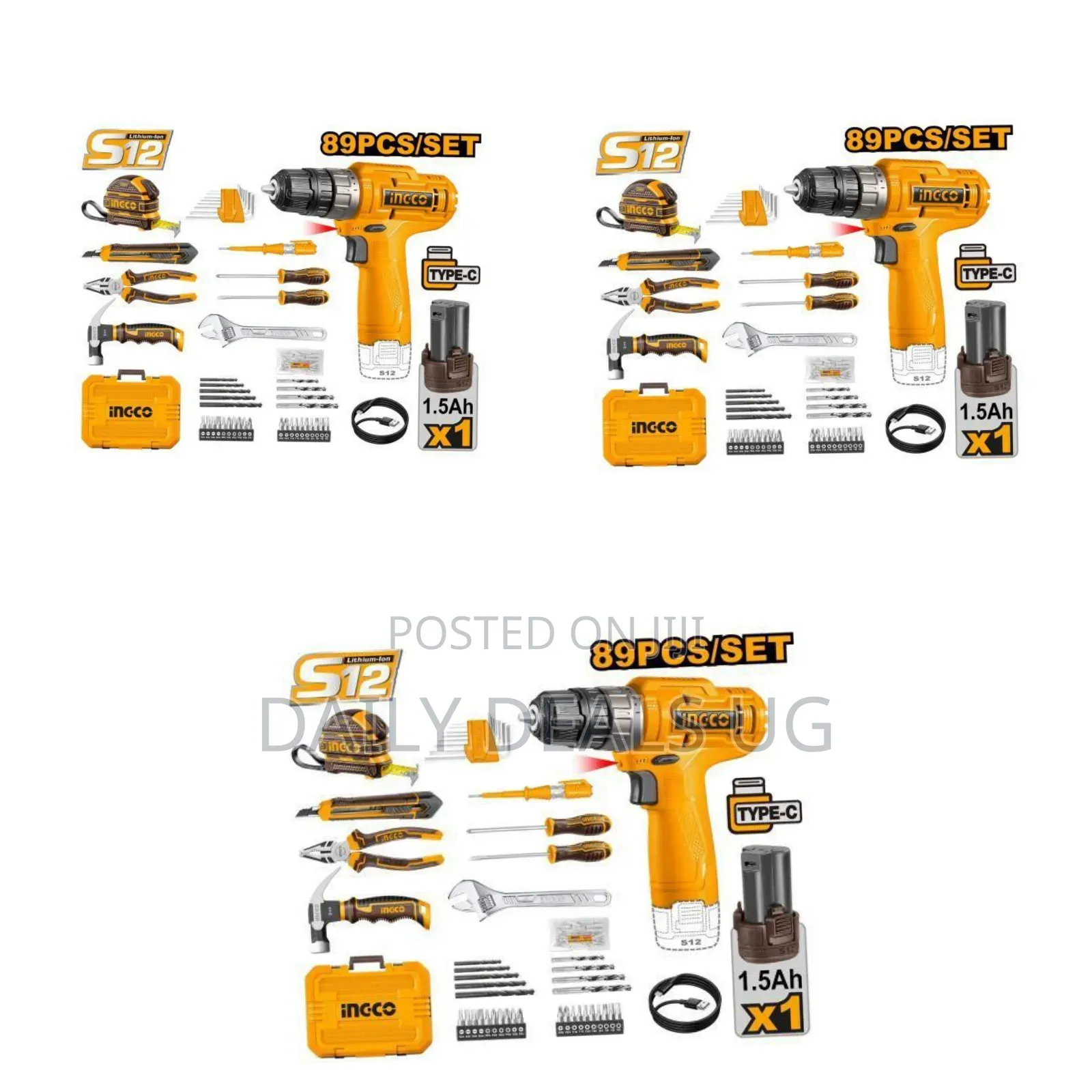 12v Cordless Drill With 89-Piece Tool Bag (Hkthp10891)