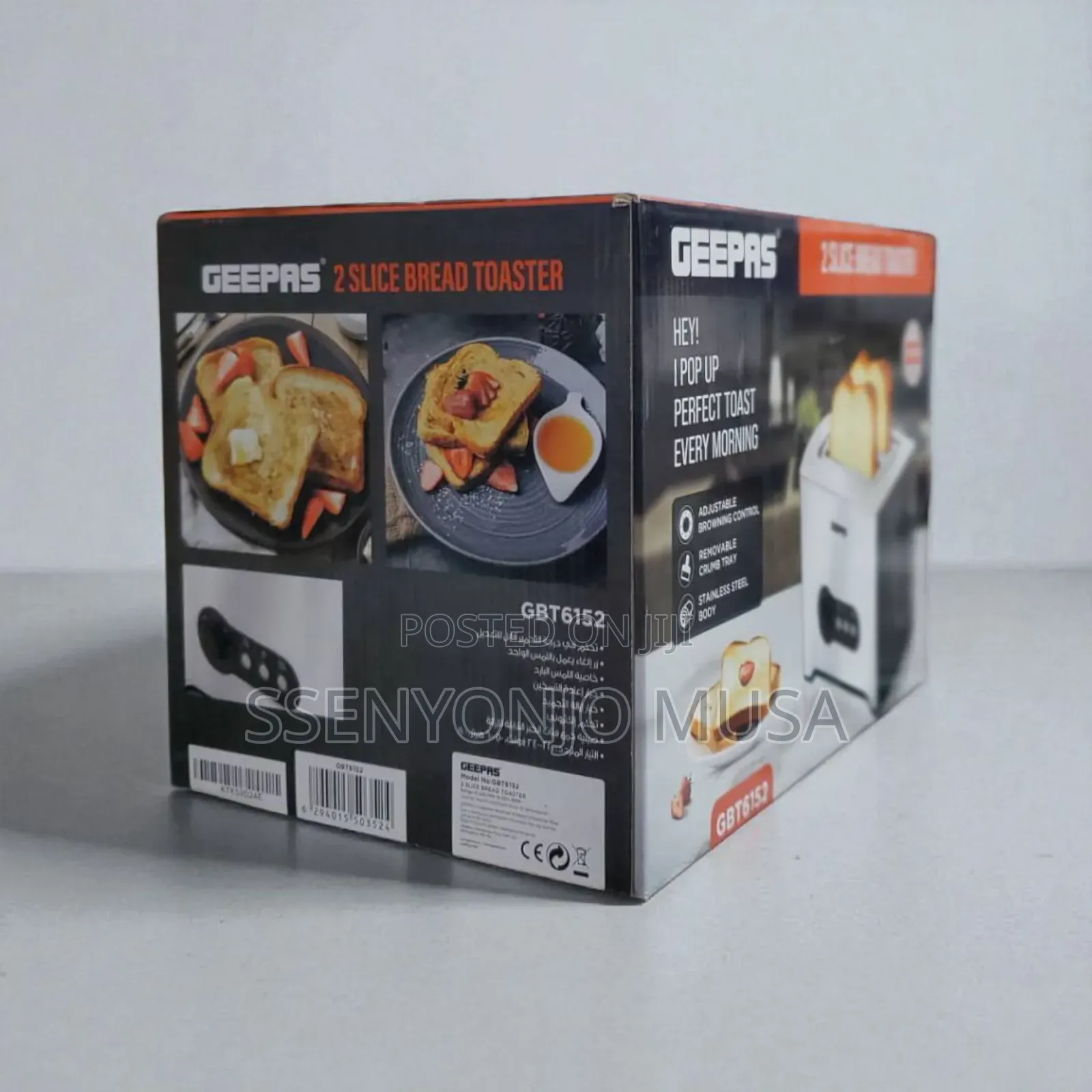 Geepas 2 Slice Bread Toaster Gbt6152 - Adjustable Browning
