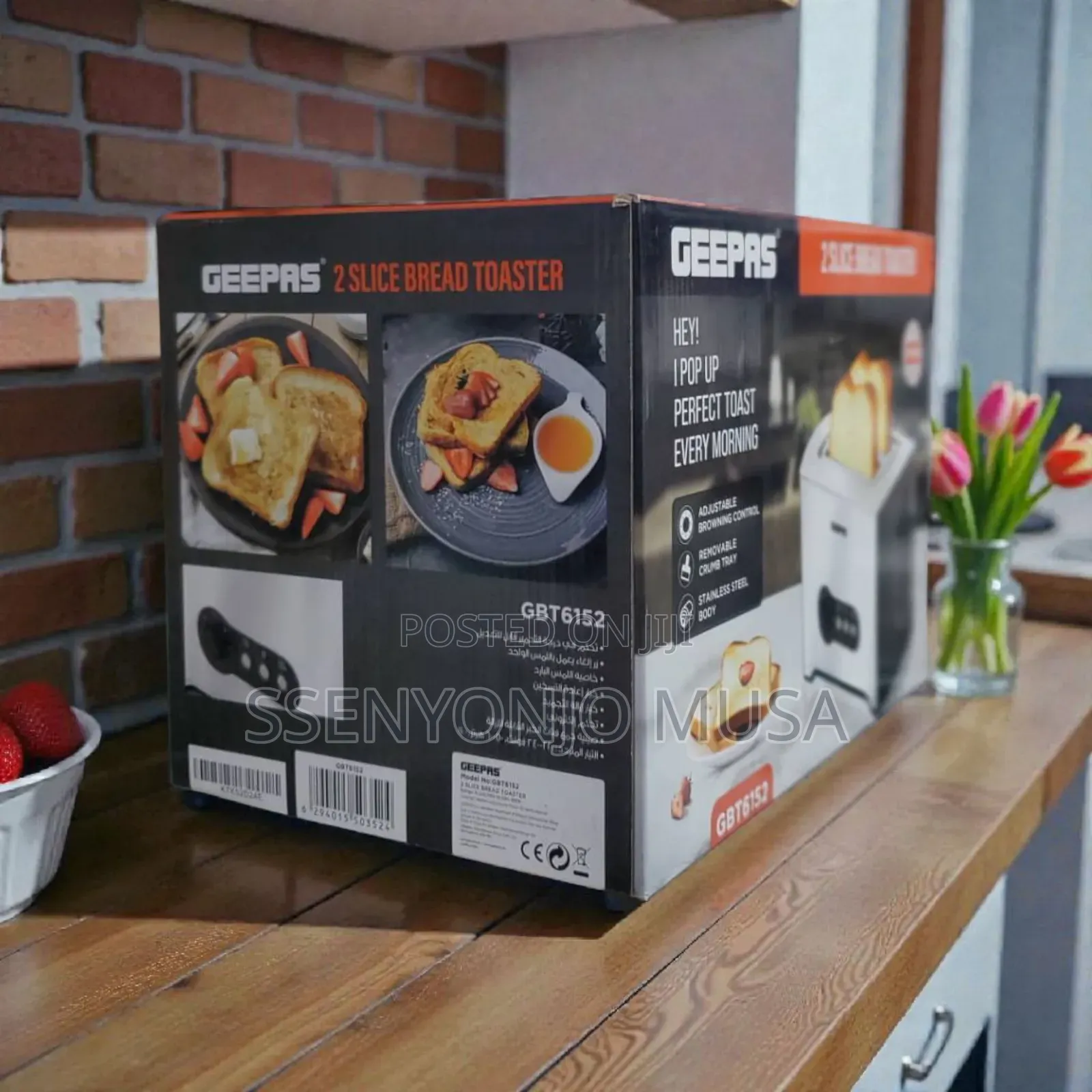 Geepas 2 Slice Bread Toaster Gbt6152 - Adjustable Browning