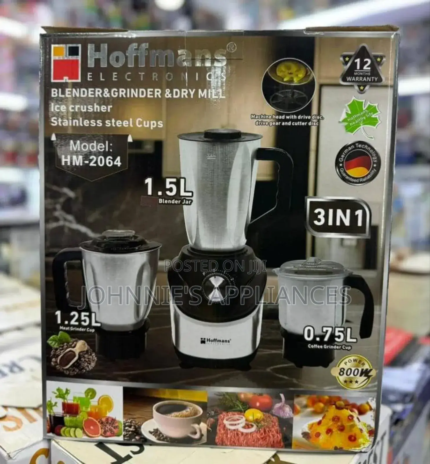 3in1 Hoffman Blender With Stainless Steel Jug