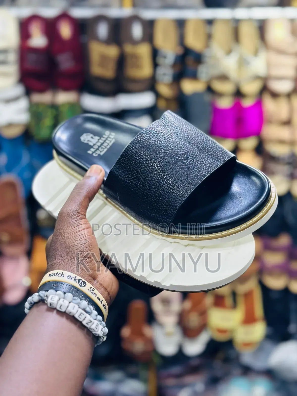 Brunello Cucinelli Leather Slide Sandals