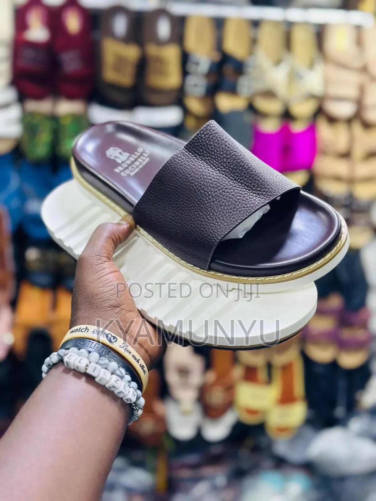 Brunello Cucinelli Leather Slide Sandals