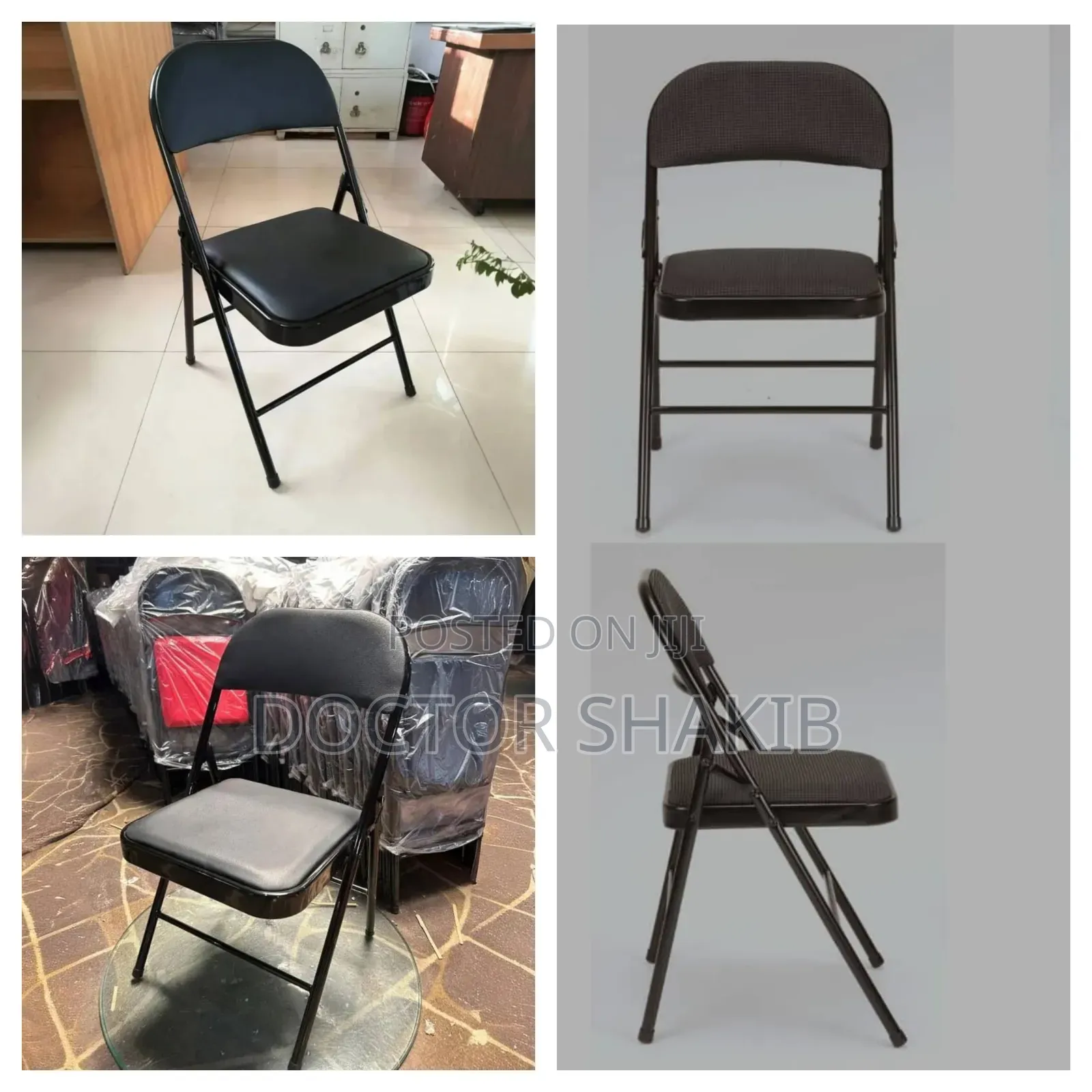 Black Frame Metallic Foldable Chair