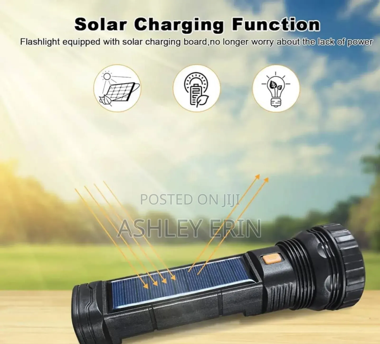 Solar-powered, Rechargeable Led Flashlight