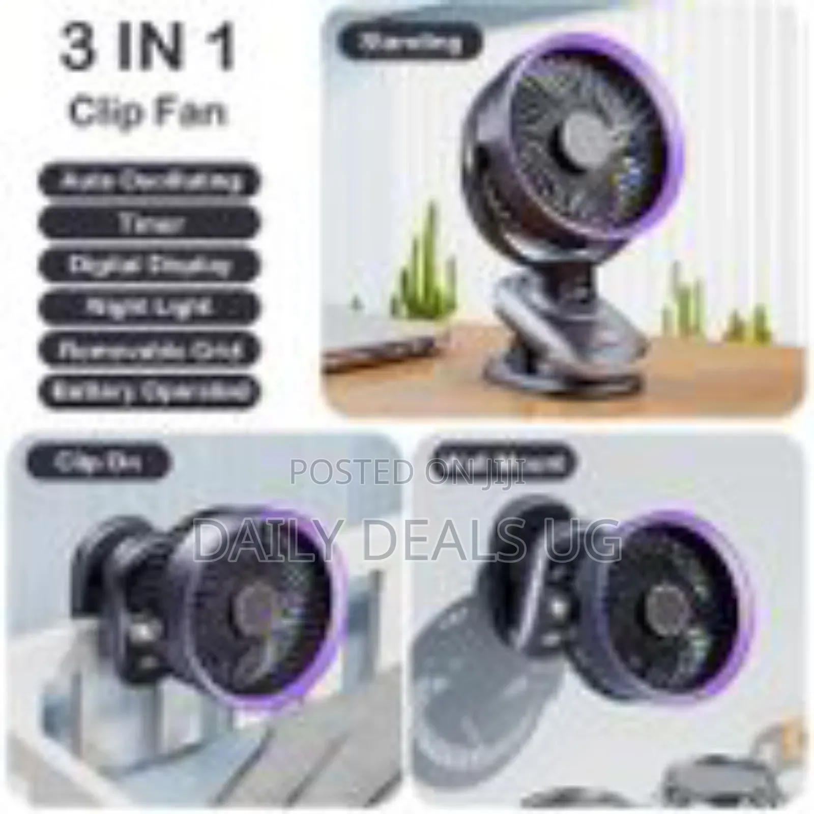 Auto Oscillating Table Fan 6.5-Inch, Timer, Digital Display