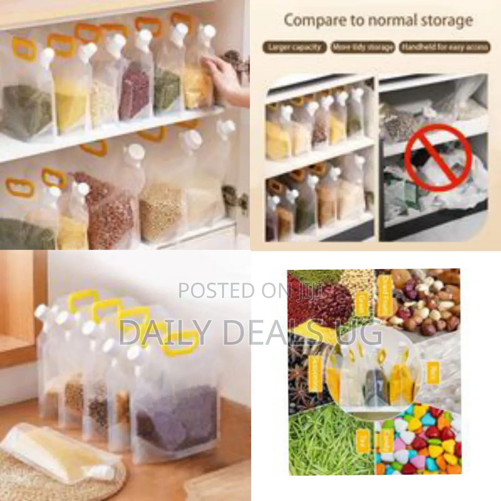 5pcs (2.5l) Multi-Grain Refillable Plastic Storage Bags