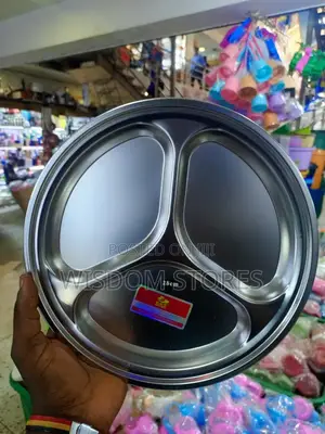 Round, Stainless Steel Compartmentalized Dining Plate 28cm