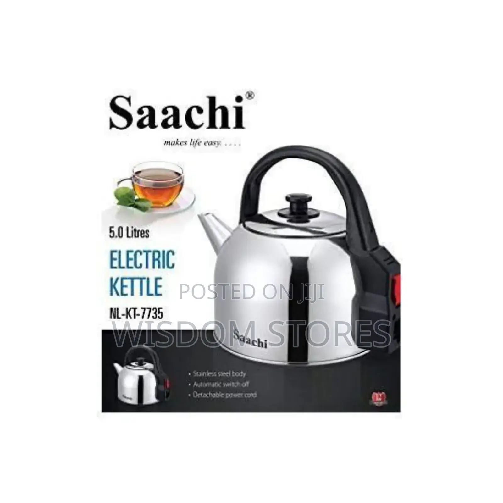 Saachi Cordless Stainless Steel Electric Kettle - Silver