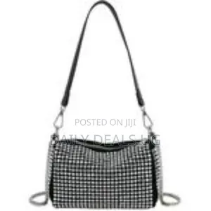 Women Studded Crystal Shoulder Bag-Silver Clutch Purse With Rivets