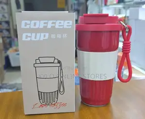 A Portable Insulated Travel Mug With a Handle