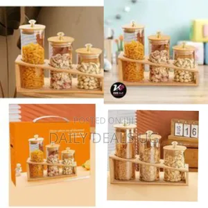 3-Piece Round Glass Food Storage Container With Bamboo Lid
