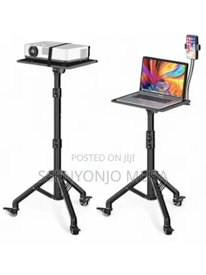 Adjustable Projector Floor Stand With Wheels –29" to 44" Height, Metal