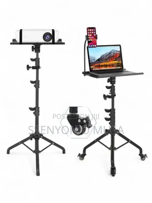 Adjustable Projector Floor Stand With Wheels –29" to 44" Height, Metal