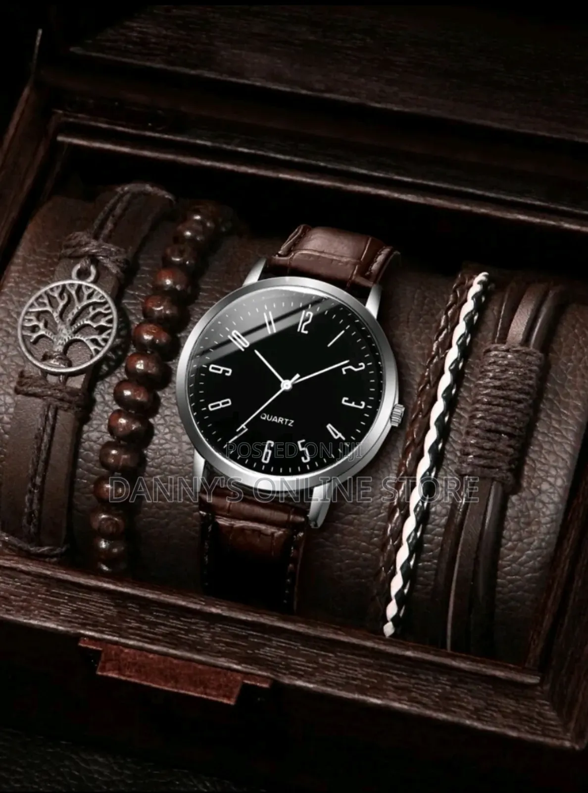 5pcs Fashionable Versatile Men's Quartz Watch, Round Dial