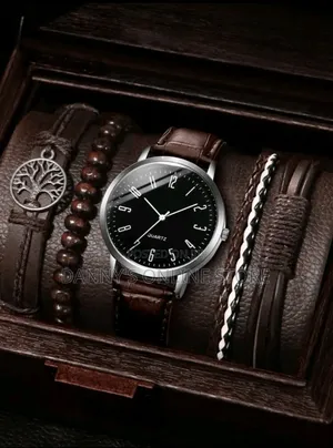 5pcs Fashionable Versatile Men's Quartz Watch, Round Dial