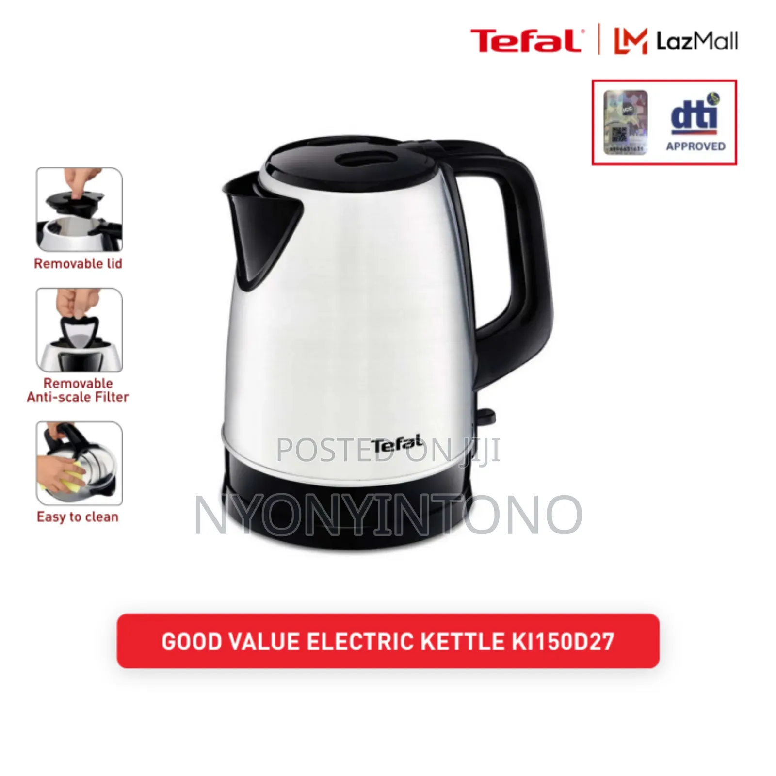Tefal Ki150d27 1.7litres Steel Cordless Kettle